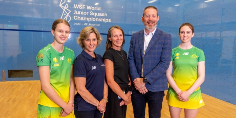 Image of Squash Australia team including Robert Donaghue and Sarah Fitzgerald