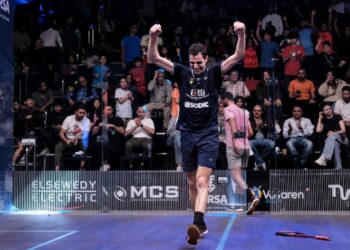 Squash pro Ali Farag following Black Ball second-round win