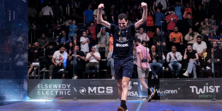 Squash pro Ali Farag following Black Ball second-round win